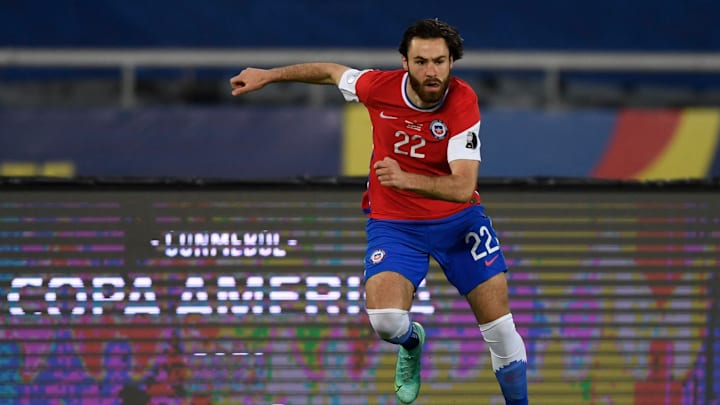 Brereton em atuação contra a Argentina na Copa América | FBL-2021-COPA AMERICA-ARG-CHI Brereton em atuação contra a Argentina na Copa América | FBL-2021-COPA AMERICA-ARG-CHI