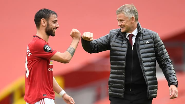 Bruno Fernandes dan Ole Gunnar Solskjaer Bruno Fernandes dan Ole Gunnar Solskjaer