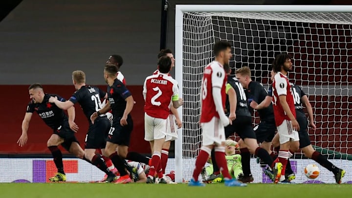 Les Tchèques du Slavia Prague célèbrent logiquement l'égalisation en toute fin de match.
