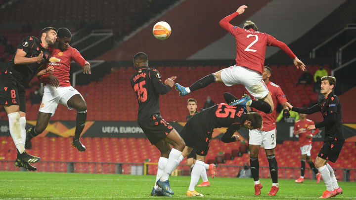 Victor Lindelof threw a flying knee at Jon Bautista's face seconds before Axel Tuanzebe scored a bullet header Victor Lindelof threw a flying knee at Jon Bautista's face seconds before Axel Tuanzebe scored a bullet header