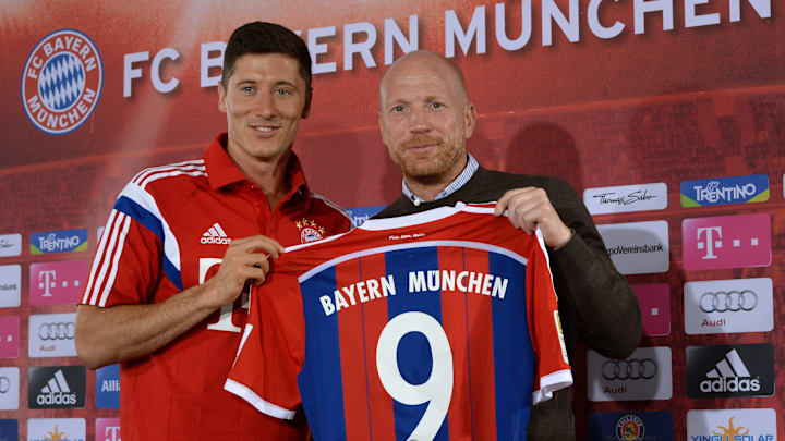 Lewandowski en su presentación en Bayern Munich