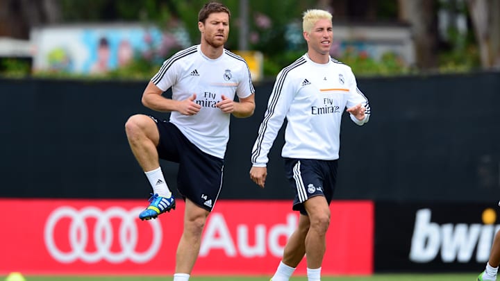 Alonso y Ramos en un entrenamiento del Real Madrid
