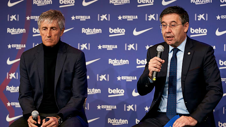 Quique Setien dan Josep Maria Bartomeu Quique Setien dan Josep Maria Bartomeu