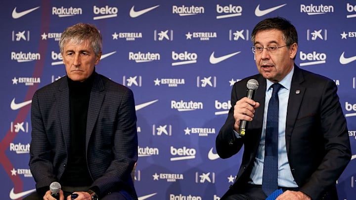 Bartomeu y Setién durante la presentación del último como entrenador del Barça