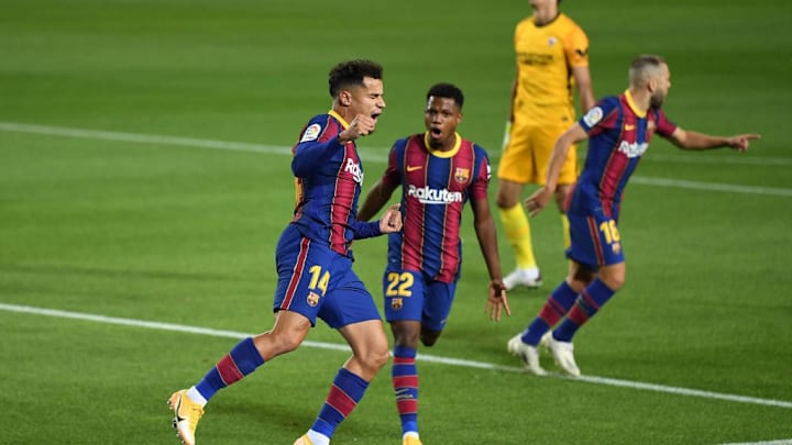 Coutinho celebra un gol contra el Sevilla