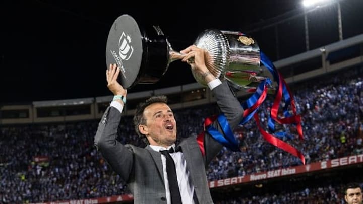 Luis Enrique celebrando su último título como entrenador del Barcelona