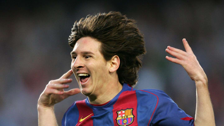 FC Barcelona's Argentinian Messi celebra
