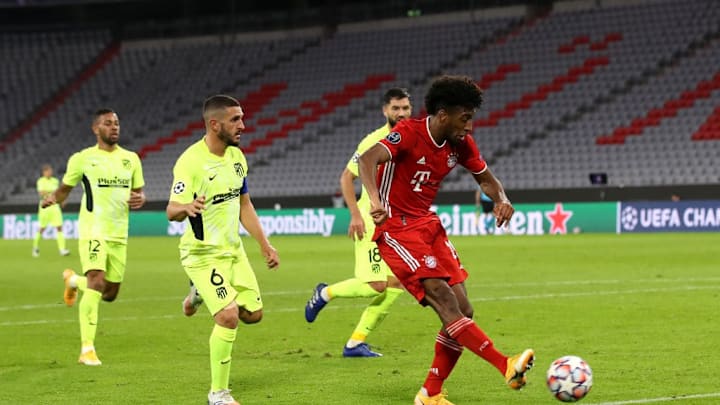 Coman dispara en el encuentro contra el Atlético de Madird
