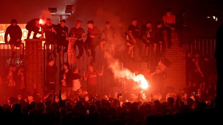 Fans gathering outside Anfield