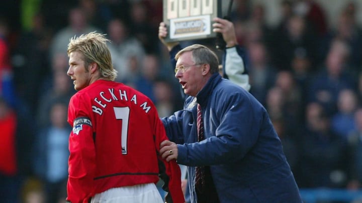 Beckham habla con sir Alex Ferguson