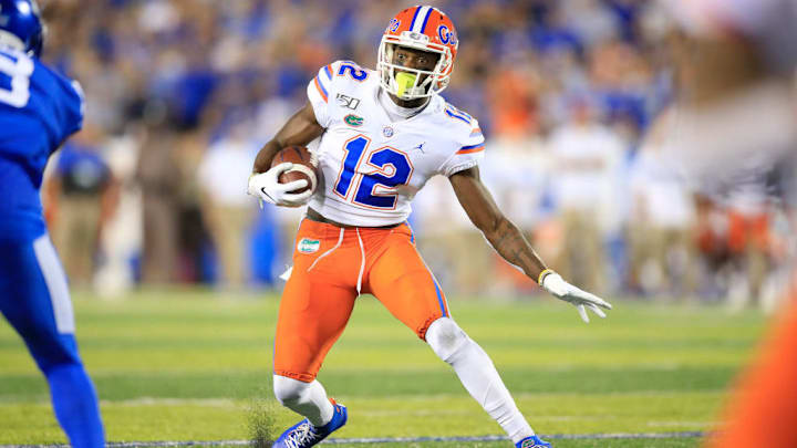 Florida wideout Van Jefferson tries to make a man miss during a game against Kentucky.
