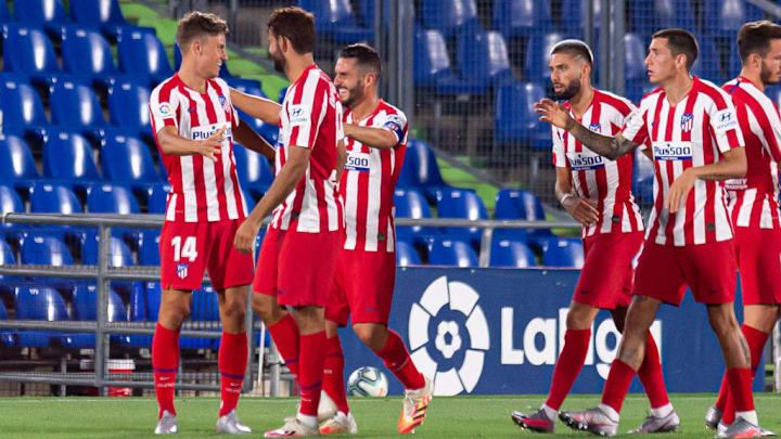 Llorente, Costa y Koke celebrando