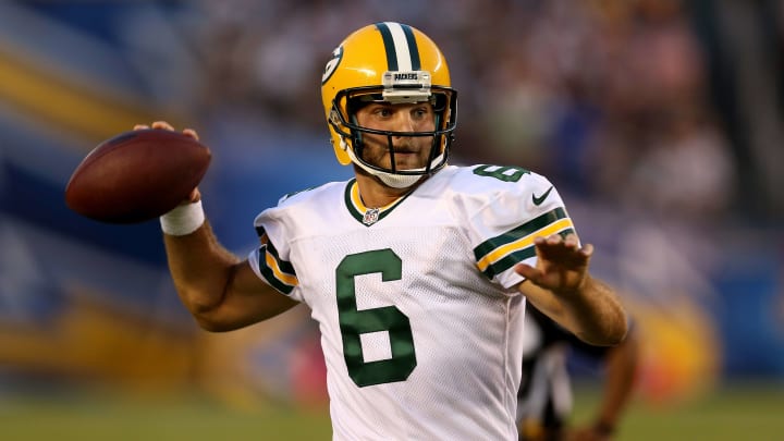 Former NFL quarterback Graham Harrell as a member of the Green Bay Packers