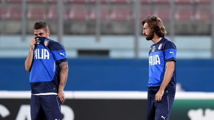 Marco Verratti et Andrea Pirlo avec la Squadra Azzura. 