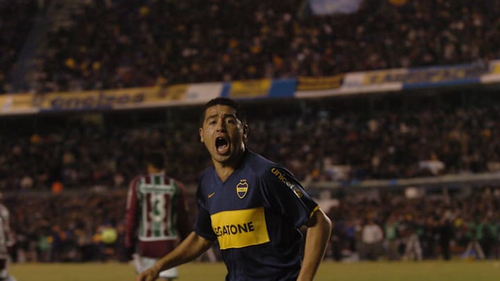 Juan Roman Riquelme - El Grafico Sports Archive - Riquelme grita un gol ante Fluminense. Juan Roman Riquelme - El Grafico Sports Archive - Riquelme grita un gol ante Fluminense.
