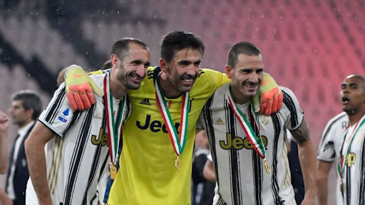 Leonardo Bonucci, Gigi Buffon e Giorgio Chiellini, Juve