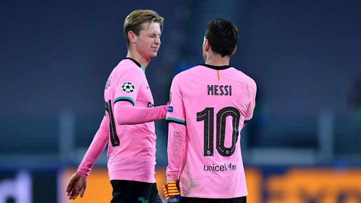 Frenkie de Jong und Lionel Messi pausieren in der Champions League