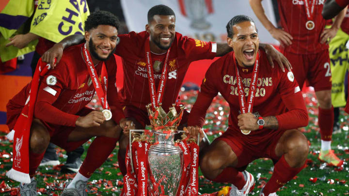 Wijnaldum celebrates Liverpool's Premier League triumph