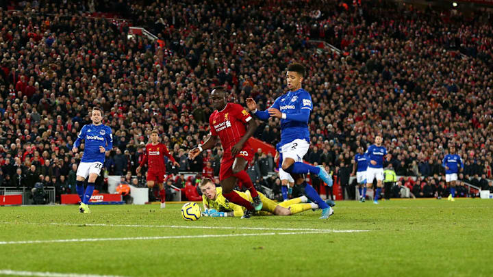 Sadio Mane, Mason Holgate and Jordan Pickford