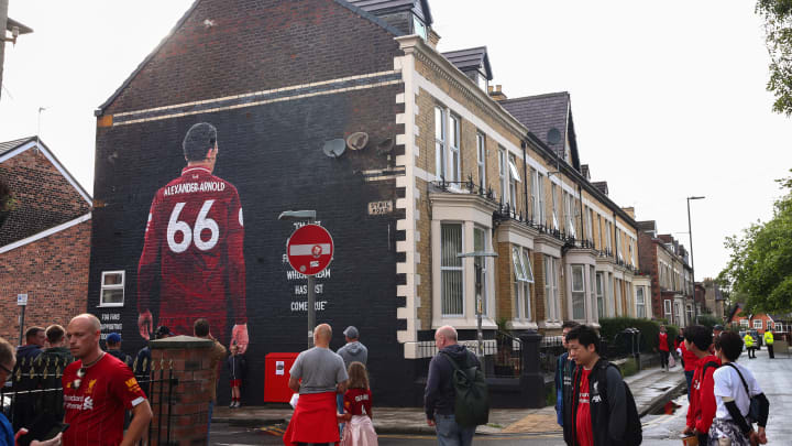 Trent Alexander-Arnold has a mural on a terrace house in Liverpool