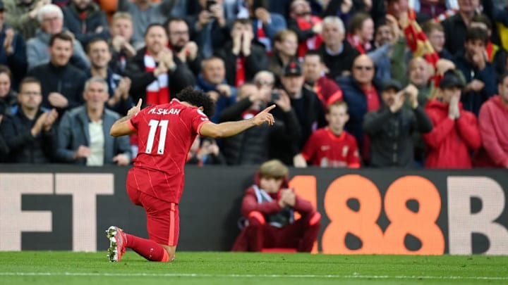Mohamed Salah célèbre son deuxième but.