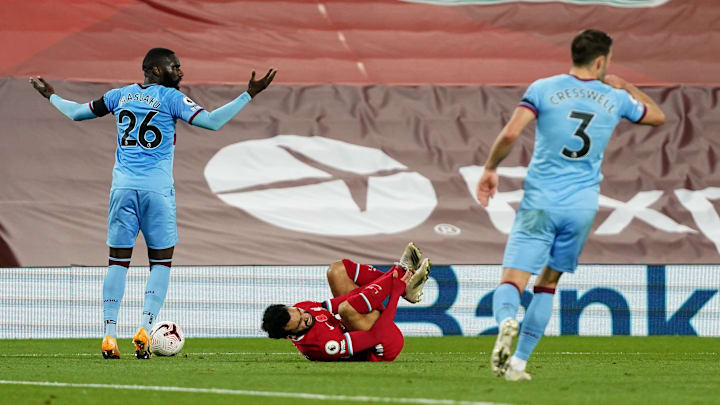 Mohamed Salah di laga melawan West Ham United