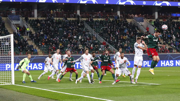 Bayern Munich in action away to Lokomotiv Moscow in the Champions League group stage