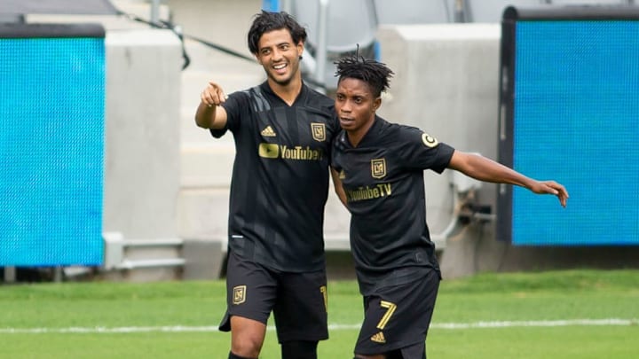 Carlos Vela celebra un gol con el equipo de Los Ángeles.