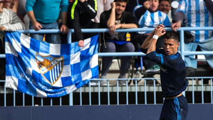 La afición del Málaga ha visto varias celebraciones de Cristiano