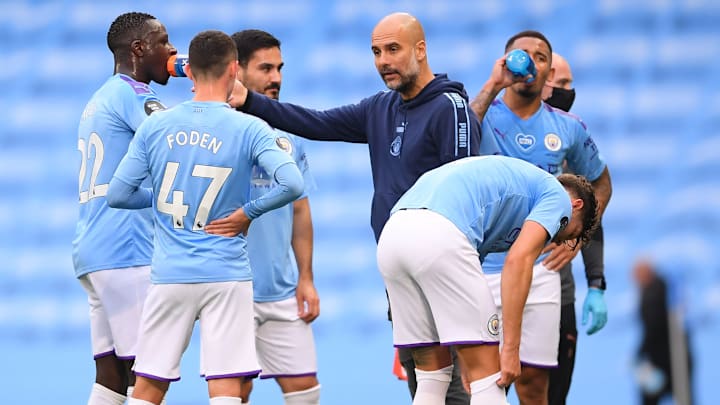 Pep Guardiola dan pemain-pemain Manchester City
