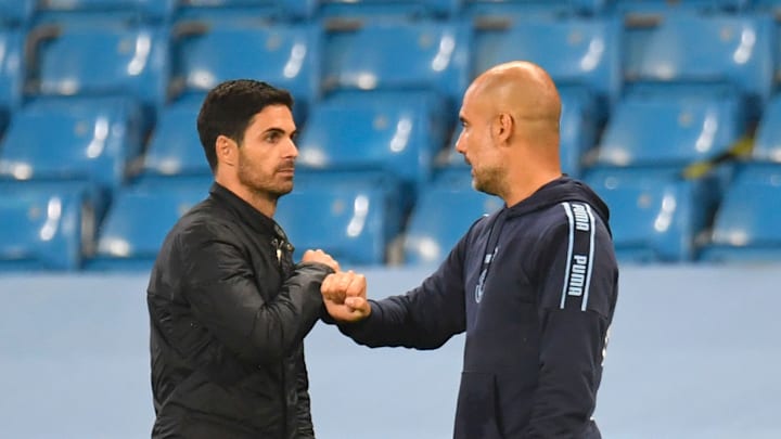 Pep Guardiola dan Mikel Arteta