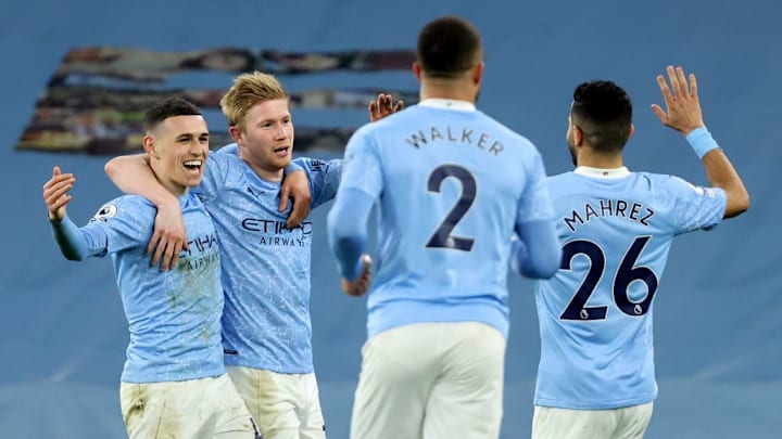 Kevin De Bruyne, Phil Foden, Riyad Mahrez, Manchester City, Premier League