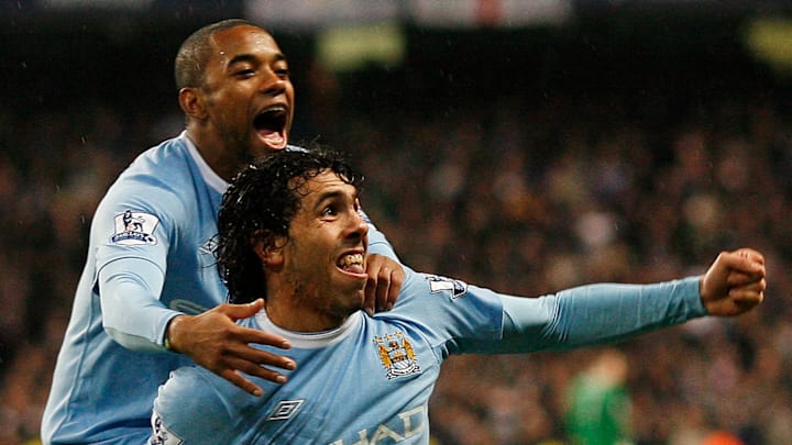 Manchester City's Argentine striker Carl Manchester City's Argentine striker Carl