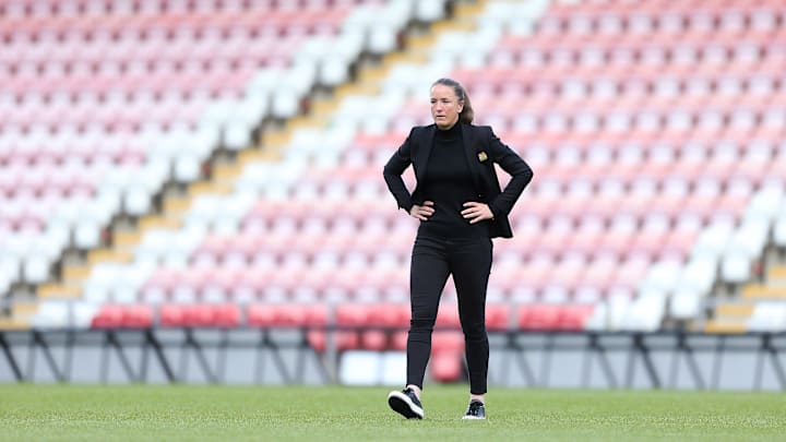 Casey Stoney during Manchester United v Leicester City Casey Stoney during Manchester United v Leicester City