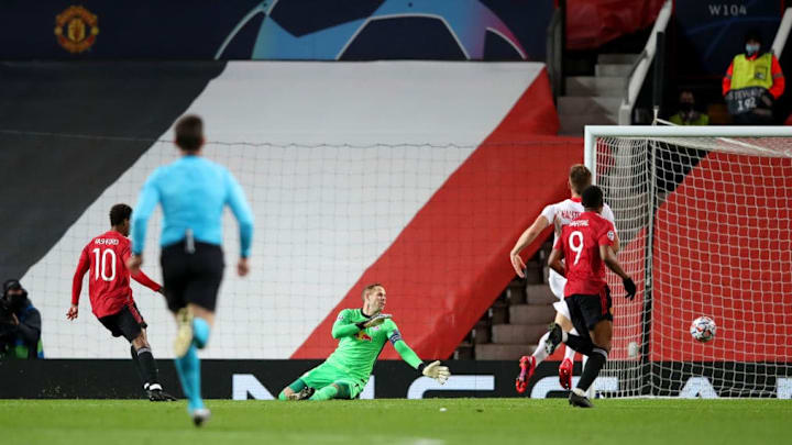 Marcus Rashford, Peter Gulacsi Marcus Rashford, Peter Gulacsi