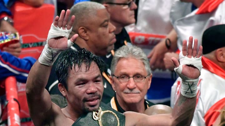El cinturón que tiene Pacquiao tiene en la actualidad es el de súper campeón welter de la AMB