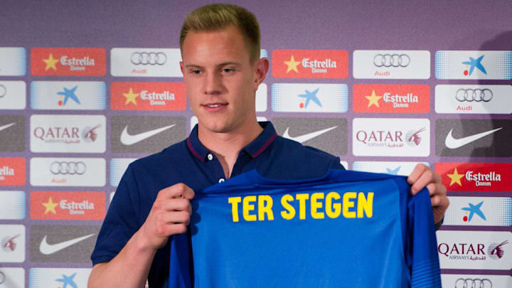 Marc-Andre Ter Stegen Is Unveiled At Camp Nou As New Barcelona Signing