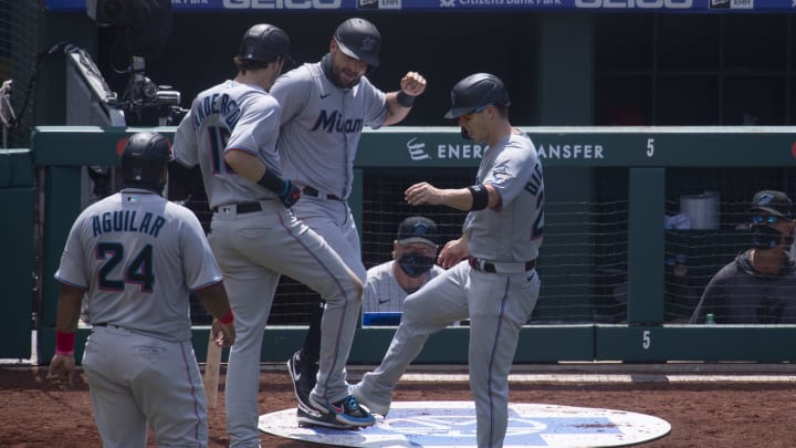 Miami Marlins celebrate.