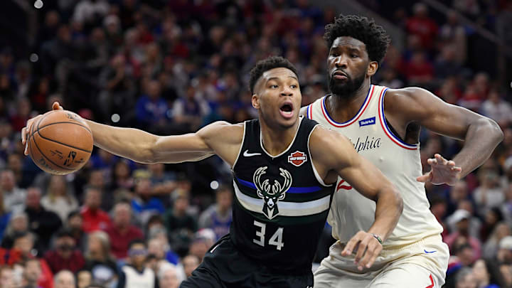 Giannis Antetokounmpo, Joel Embiid. Giannis Antetokounmpo, Joel Embiid.
