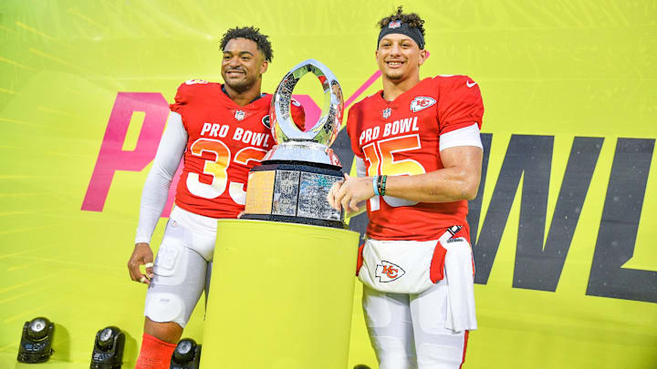 Chiefs QB Patrick Mahomes and Jets S Jamal Adams at the 2019 Pro Bowl