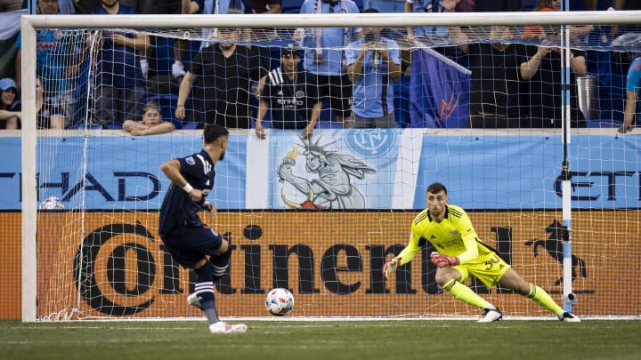 Matt Turner saving the penalty from Valentin Castellanos during New England Revolution v New York City FC