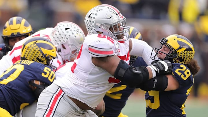 Ohio State State guard Wyatt Davis is a top offensive line prospect.