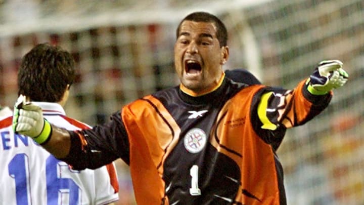 Paraguayan goalkeeper Jose Luis Chilavert jubilate