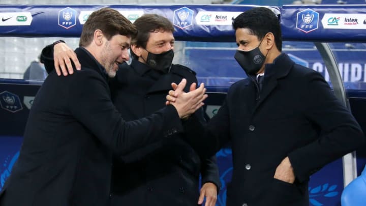 Leonardo Araujo, Nasser Al Khelaifi, Mauricio Pochettino
