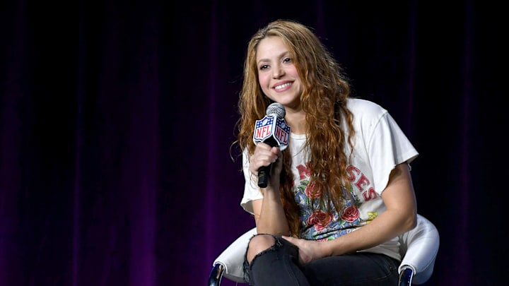 Shakira en la conferencia de prensa del show del medio tiempo del Super Bowl LIV (2020) Shakira en la conferencia de prensa del show del medio tiempo del Super Bowl LIV (2020)