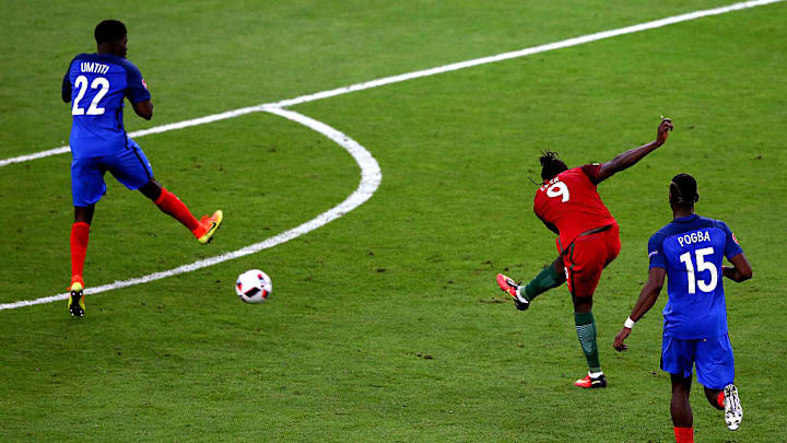 La frappe d'Eder qui amène le but victorieux lors de l'Euro 2016