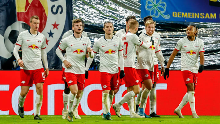 El RB Leipzig celebra uno de sus goles al Benfica