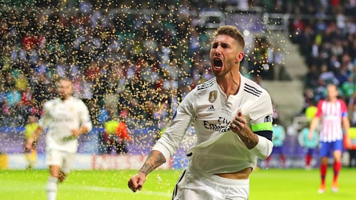 Sergio Ramos celebra su gol en la final de la Champions