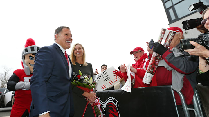 Greg Schiano is back with Rutgers and appears happy to be home.