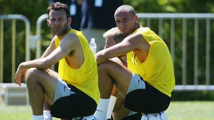 Ryan Giggs and Rio Ferdinand of Man Utd 